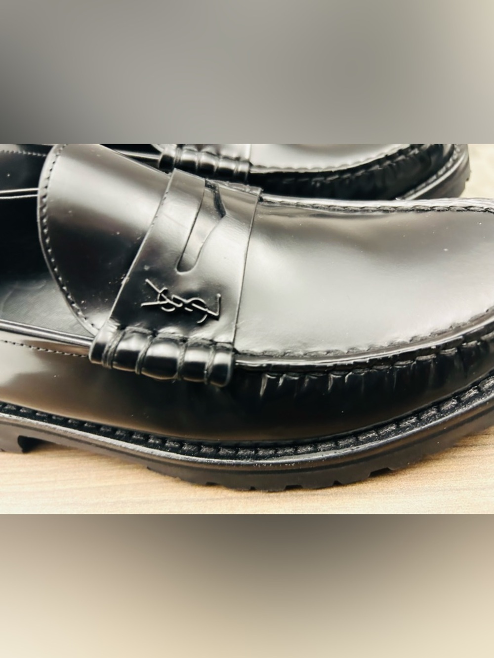 Saint Laurent Black Leather Penny Loafers - Picture 3 of 10